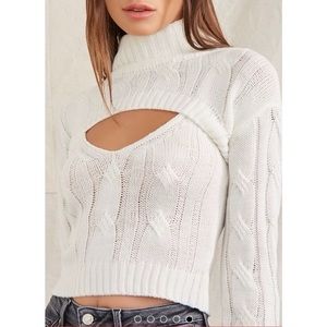 Cable knit cami and cropped sweater set